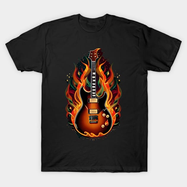 Electric Guitar on fire 3 T-Shirt by Dandeliontattoo